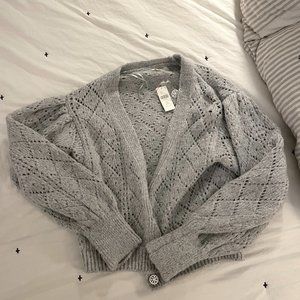 NWT- Maeve by Anthropologie Grey Cardigan with Crystal Buttons